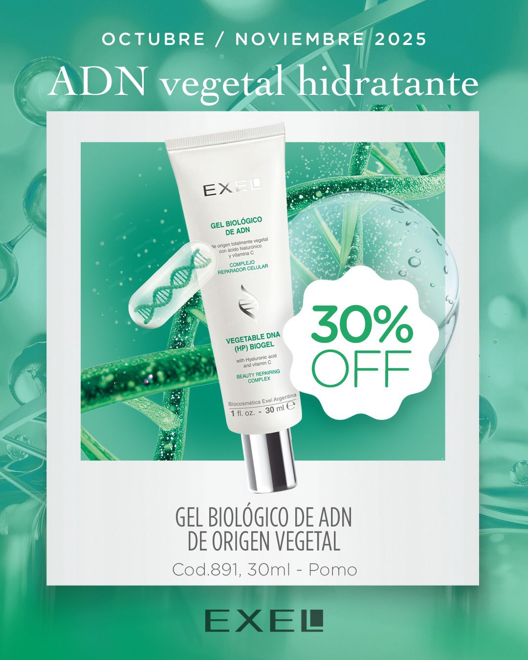 EXEL - Gel Biologico de ADN Vegetal - 30 g Pomo - Imagen 2