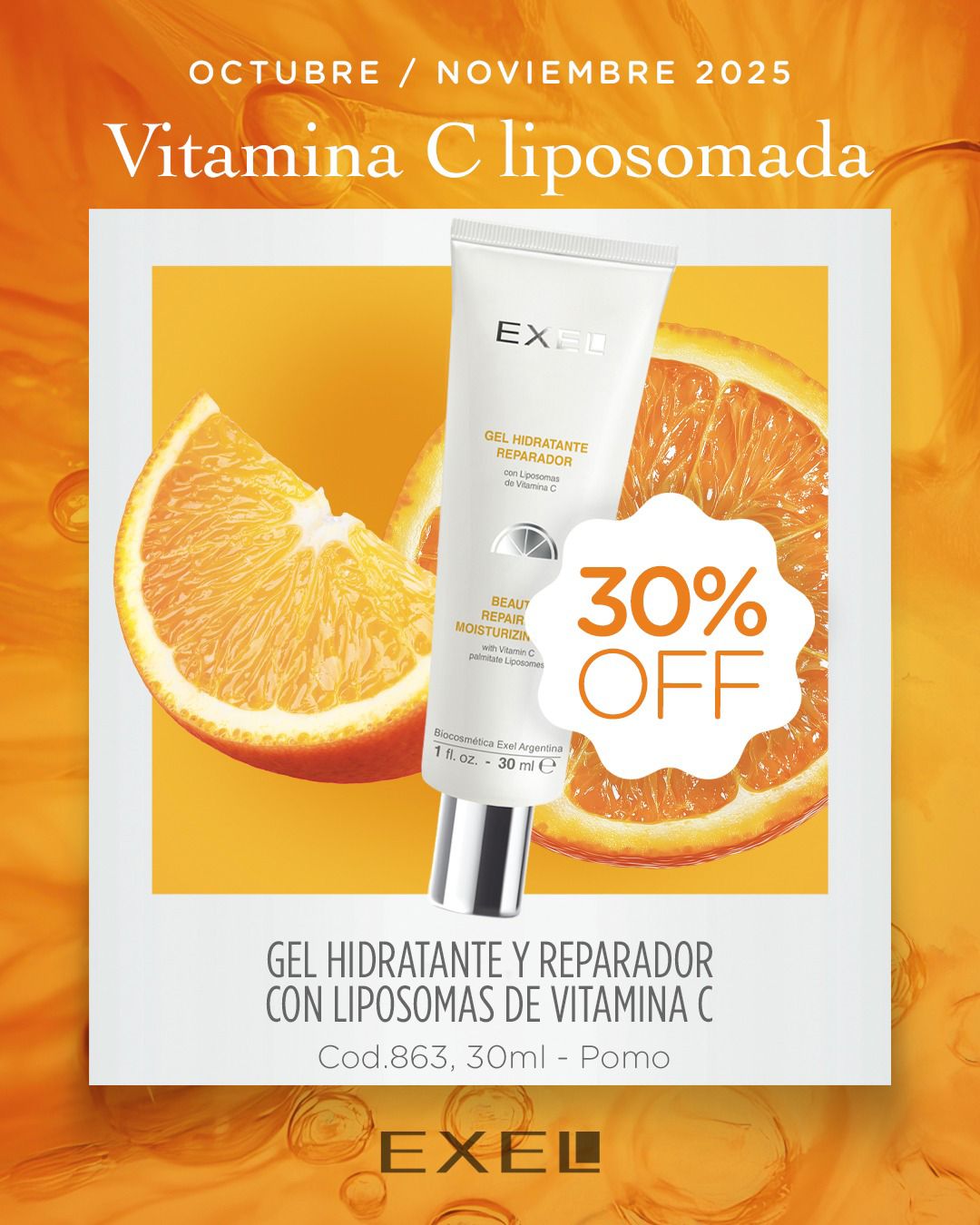 EXEL - Gel Hidratante Reparador c/Liposomas Vitamina C - 30  Pomo - Imagen 2