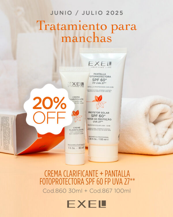 Promo EXEL - Cr Clarificante 860 + Pantalla Fotoprotectora 867 - 20% Off