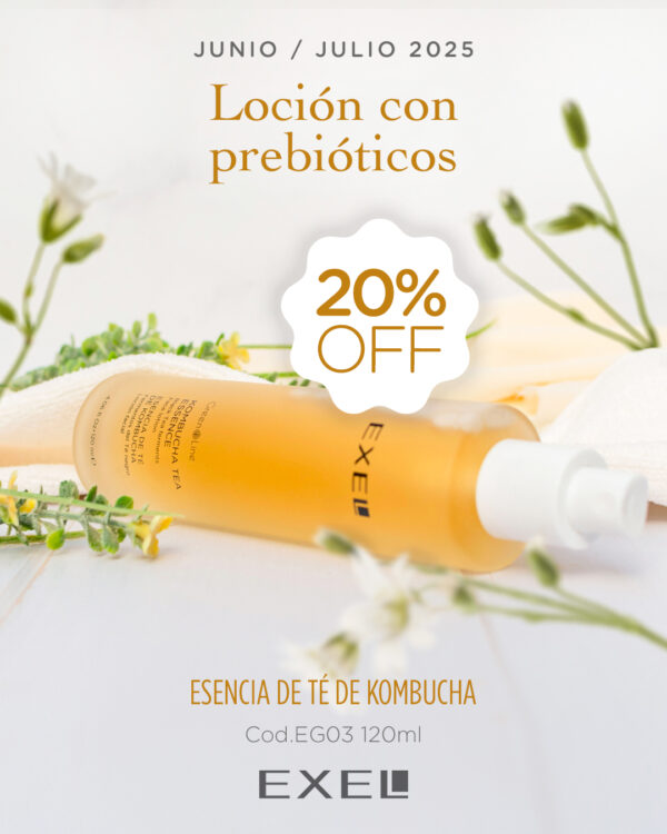 Promo EXEL - Loción con Prebioticos Esencia de Té de Kombucha 20% Off