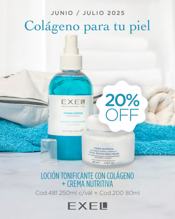 Promo EXEL - Colageno para la Piel Cr Nutritiva 200 + Loción Tonificante 250 481 - 20% Off