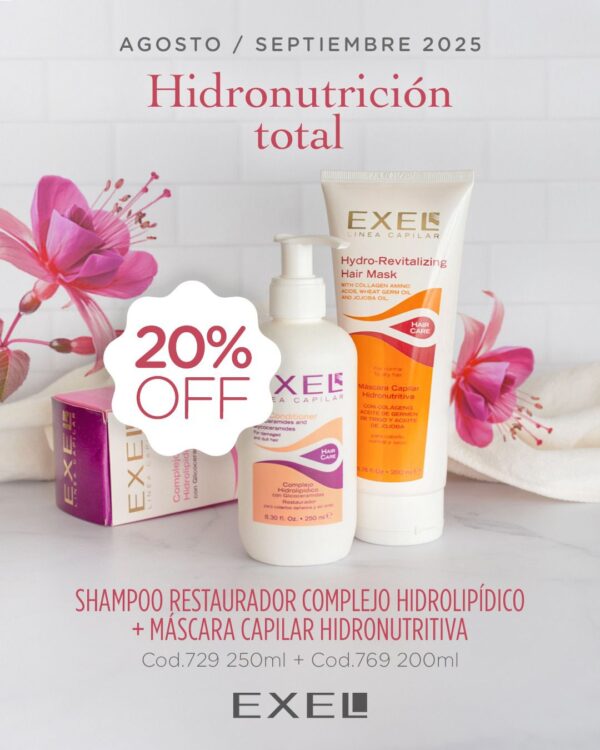 Promo EXEL - Restaur.Complejo Hidrolipidico + Masc. Cap. Hidronutritiva 20% Off