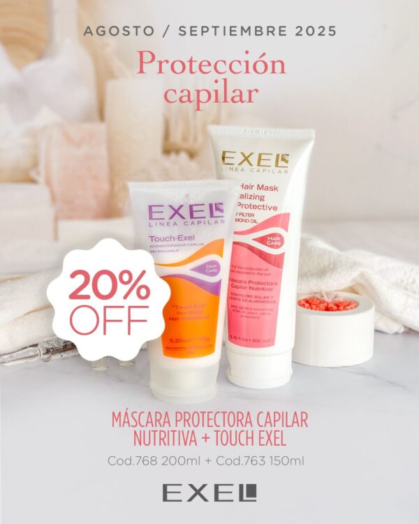 Promo EXEL - Masc. Cap. Prot. C/Filt Solar + Touch Exel 20% Off