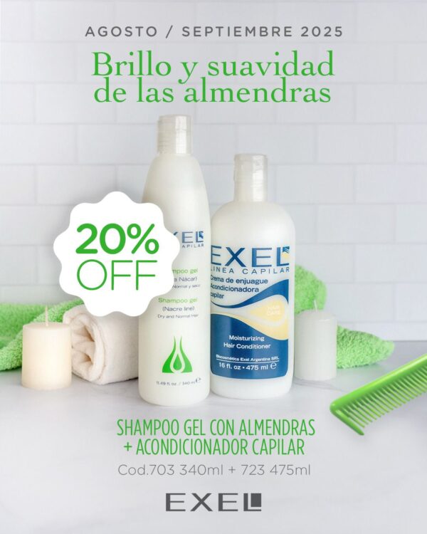 Promo EXEL - Shampoo Gel Almendras + Enjuague Almendra 20% Off