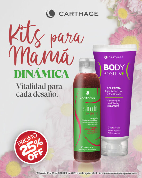 Promo CARTHAGE - Kit para Mamá Dinámica: Body Positive Gel Crema Lipo Reductora y Tonificante (200ml) + Slim Fit Scrub (200g)