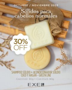 Promo EXEL - Sólidos para Cabellos Normales Sh + Acondicionador Coco y Argan 20% off