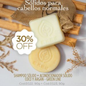 Promo EXEL - Sólidos para Cabellos Normales Sh + Acondicionador Coco y Argan 20% off