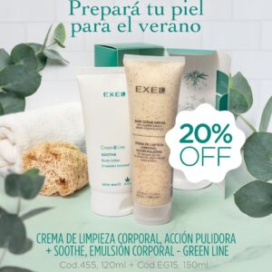 Promo EXEL - Prepara tu Piel para el Verano Cr Limp Acción Pulidora Corporal + Soothe Emulsión Corporal 20% Off