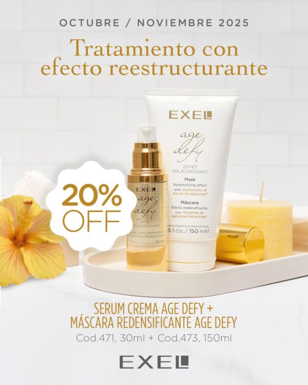 Promo EXEL - Tratamiento Efecto Reestructurante Serum Cr Age Defy + Mascara Redensificante 20% Off