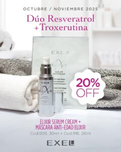 Promo EXEL - Dúo Resverastrol + Troxerutina Elixir Serum + Mascara Elixir 20% Off