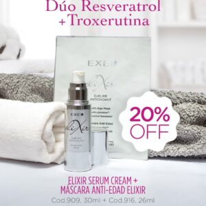 Promo EXEL - Dúo Resverastrol + Troxerutina Elixir Serum + Mascara Elixir 20% Off