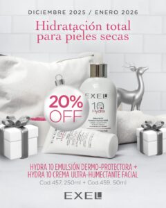 Promo EXEL - 20% Off Hidratacion Total pieles Secas Hydra 10 Emul + Crema
