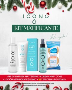Promo ICONO - MATIFICANTE Gel de limpieza Matt x 150 ml + Loción Astringente x 150 ml + Crema Keep Matt x 70 g + Esponja
