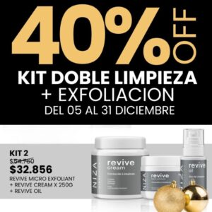 Promo NIZA - Kit Doble Limpieza 40% Off Revive micro Exfoliant + Revive Cream + Revive Oil