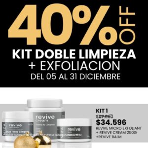 Promo NIZA - Kit Doble Limpieza 40% Off Revive Micro Exfoliant + Revive Cream + Revive Balm
