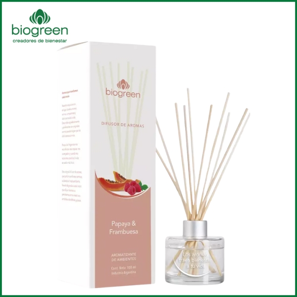 BIOGREEN - Difusor De Aroma Papaya y Frambuesa x 100 ml