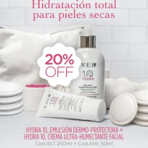 Promo EXEL - Hidratación Total para pieles Secas, Hydra 10 Emulsión + Hydra 10 Crema