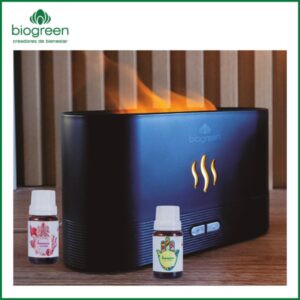 BIOGREEN - Regalable Kit Difusor Ultrasonico + Aromatizante Para Hornillo Hamsa Y Hamsa Flowers x 10 ml