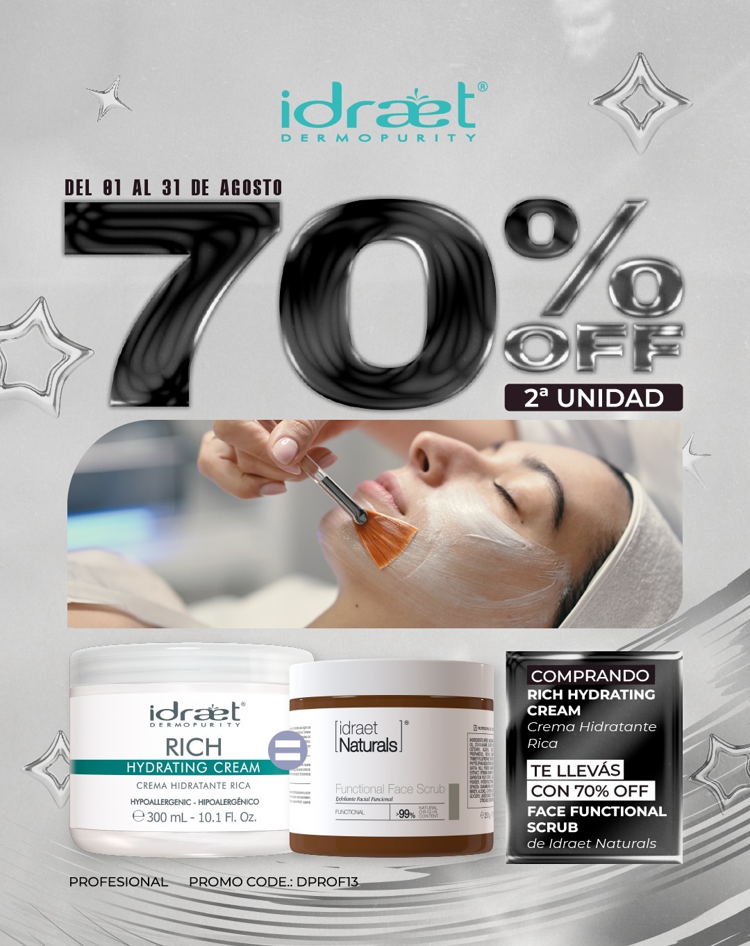 IDRAET - Crema Rich + Scrub 70% Off (Promo Agosto)