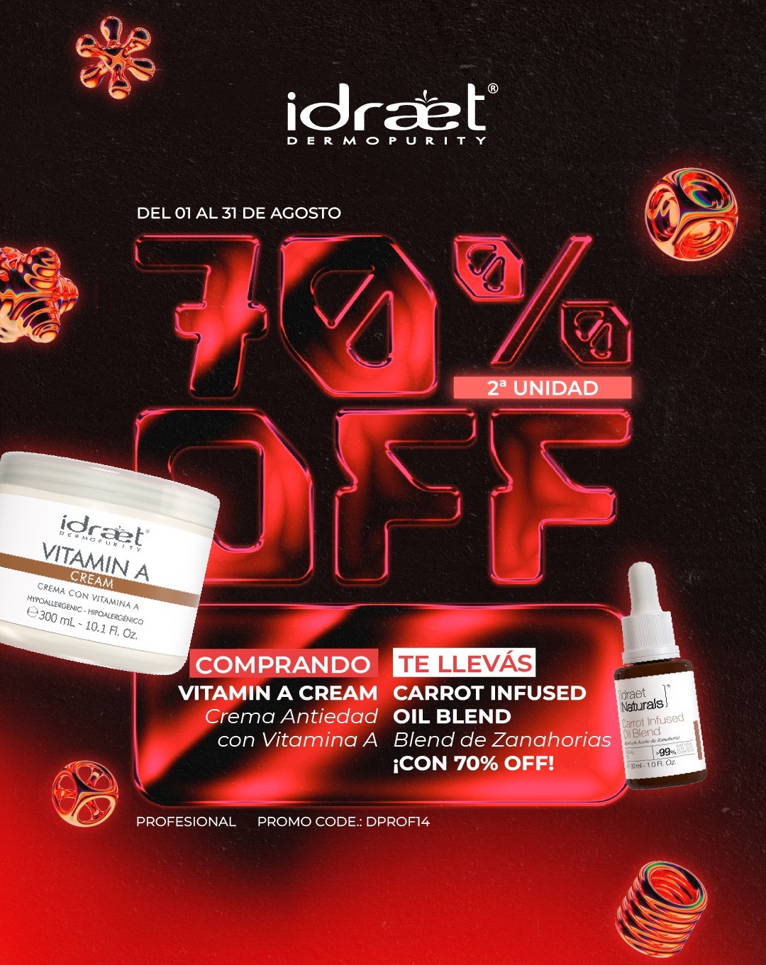 Idraet - Kit Vitamin A Cream , obtené 70% OFF en Carrot Infused Oil Blend.